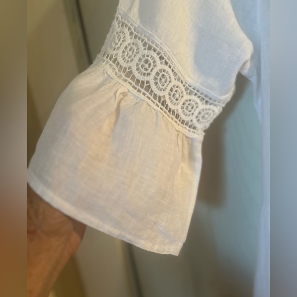 White Long Sleeve Peasant Dress - Women - Picture 3 of 10